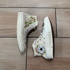 Custom Hand Embroidered Converse Chuck Tailor High Tops Sz 7.5